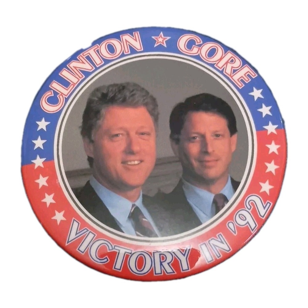 Vtg Clinton Gore Victory In ‘92 Pin 1992 Presidential Campaign Pinback 3" Button